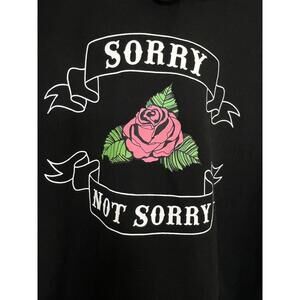 Hoodie "Sorry not Sorry" Cold Crush Womens Black with roses size M